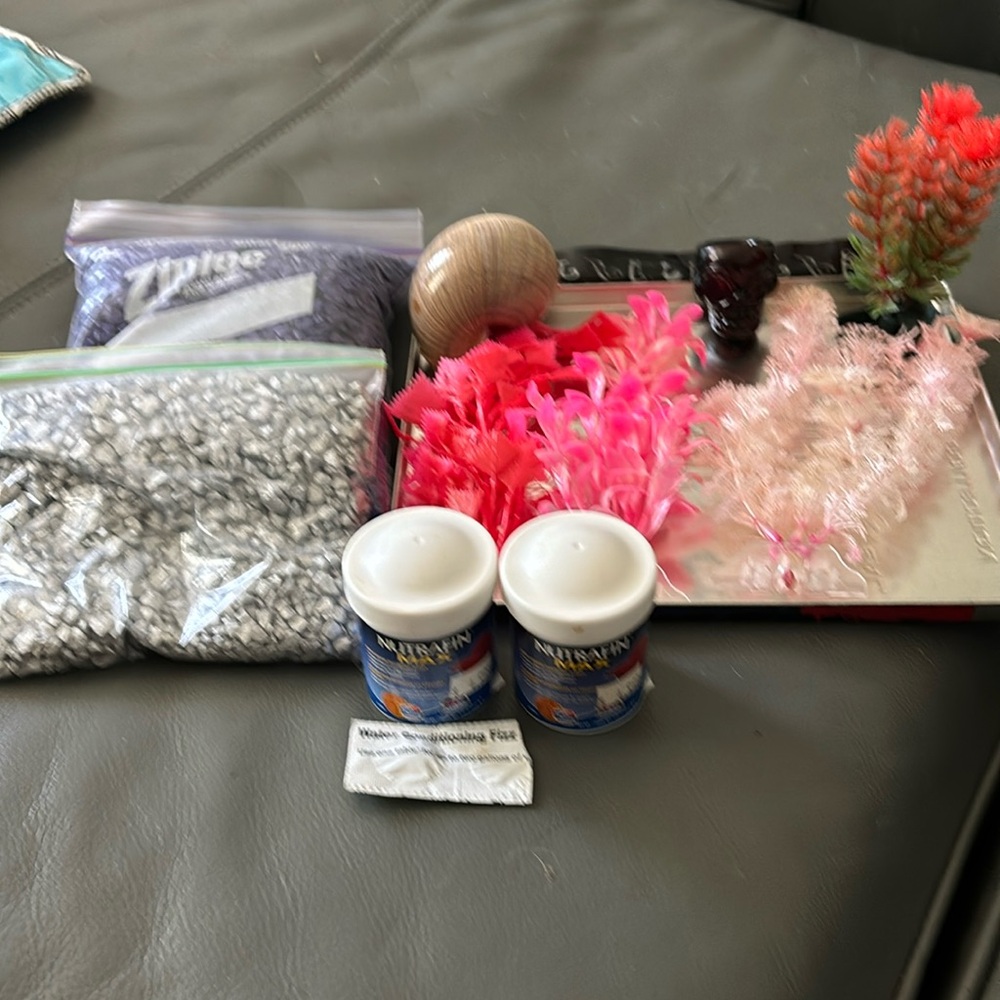 Fish aquarium supplies.